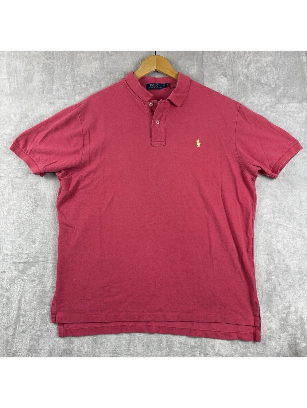 Polo Ralph Lauren Pink Short Sleeve Polo Shirt Men’s XL Yellow Pony Logo Classic